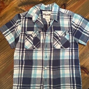 ✨Ditch Plains Kids Blue Plaid Button-Down Shirt
